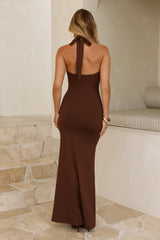 Sunkissed Halter Twist Maxi Dress Chocolate