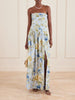 Montreal strapless pleated floral-print cotton-poplin maxi dress