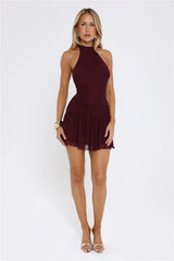 Sundown Soul Halter Midnight Blossoms Mini Dress Plum