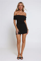 Everyday Guest Off Shoulder Mini Dress Black