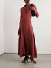 Asymmetric gathered silk-crepe maxi shirt dress