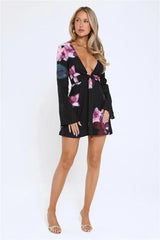 Twilight Bloom Dream Long Sleeve Mini Dress Floral