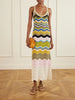 Scalloped striped crocheted cotton maxi dress