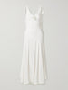 Embellished velvet-trimmed silk-crepe maxi dress