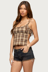 Sanya Backless Plaid Top