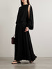 Balloon gathered draped cutout silk and wool-blend crepe maxi dress