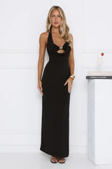 Wardrobe Elevated Halter Maxi Dress Black