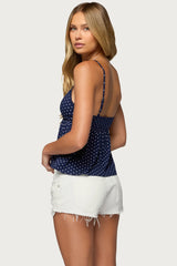 Belen Polka Dot Lacey Babydoll Top