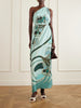 Printed silk satin maxi dress