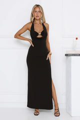 Wardrobe Elevated Halter Maxi Dress Black