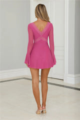 Flash Flair Long Sleeve Mini Dress Plum