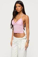 Allise Backless Sequin Halter Top