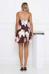 Truth Or Lie Halter Mini Dress Brown