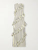 Spiral ruffled striped cotton maxi dress