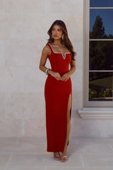 Exotic Soirée Maxi Dress Red
