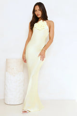 Piazza Nights Satin Maxi Dress Yellow