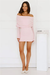 Stay Pretty Off Shoulder Mini Dress Pink