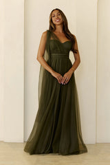 Perfect Poise Mesh Maxi Dress Olive