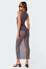 Babe Sheer Mesh Maxi Dress