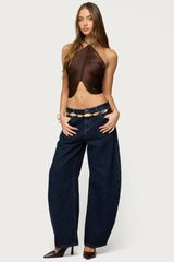 Hara Fringed Crisscross Backless Top