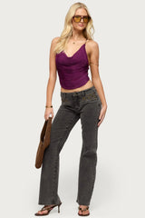 Elenie Fringed Cowl Neck Top