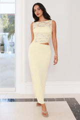 Styled Signed Delivered Lace Maxi Dress Yellow