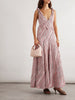 Knotted paneled striped silk-habotai maxi dress