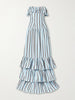 Ruffled striped cotton maxi dress
