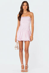 Bubble Skirt Satin Effect Mini Dress