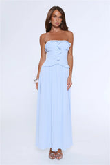 Hour Whispers Strapless Maxi Dress Blue