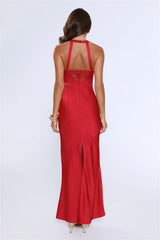 Spotlight Energy Satin Maxi Dress Red