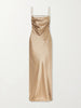 Open-back draped silk-satin maxi dress