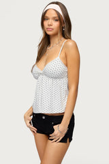 Belen Polka Dot Lacey Babydoll Top