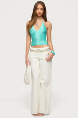 Bree Fringed Backless Halter Top
