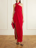 Draped halterneck jersey maxi dress