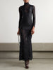 Lace-trimmed silk-satin maxi dress