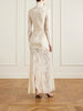 Lace-trimmed silk-satin maxi dress