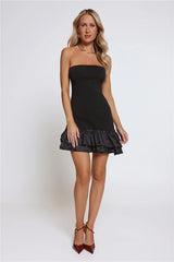 Just One More Dance Bandage Strapless Mini Dress Black