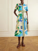 Belted printed silk and cotton-blend maxi dress