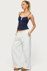 Olezka Contrast Lacey Tank Top
