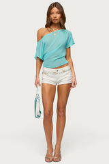 Noria Sheer Chiffon Off Shoulder Top