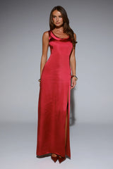 Twilight Soirée Halter Satin Maxi Dress Pink