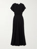 Gathered silk crepe de chine maxi dress
