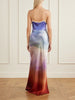 Adolphine printed lace-trimmed silk-satin maxi dress