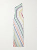 Striped metallic crochet-knit maxi dress