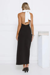 The Drama Arrives Halter Maxi Dress Black