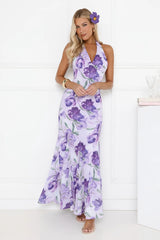 Sunset Flora Halter Maxi Dress Lilac