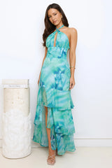 Starlight Stroll Halter Maxi Dress Green