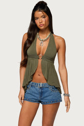 Skye Backless Split Front Halter Top