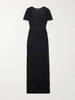 Open-back wool maxi dress